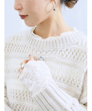 【帯電防止】袖口レースプルオーバー