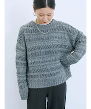 透かし柄ニットプルオーバー