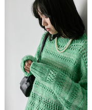 透かし柄ニットプルオーバー