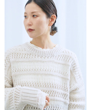 透かし柄ニットプルオーバー