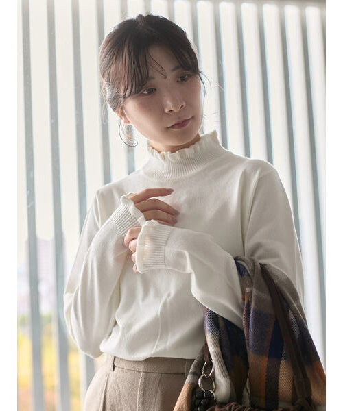 フリル衿ニットプルオーバー　L  160 フリル衿ニットプルオーバー｜サマンサモスモス ブルーの通販｜&mall