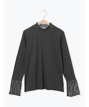 衿袖チュールハイネックプルオーバー