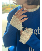 衿袖チュールハイネックプルオーバー