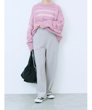 カットジョーゼット裏ボンディングパンツ