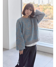 花柄シャギーニットプルオーバー