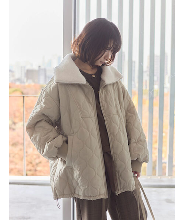 衿ボアキルトジャケット