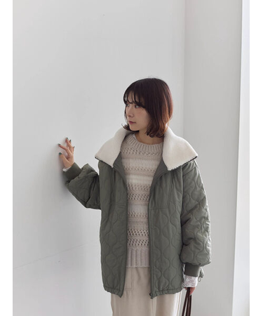 衿ボアキルトジャケット