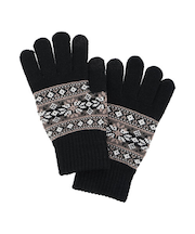 【スマホ対応】裏起毛雪柄グローブ