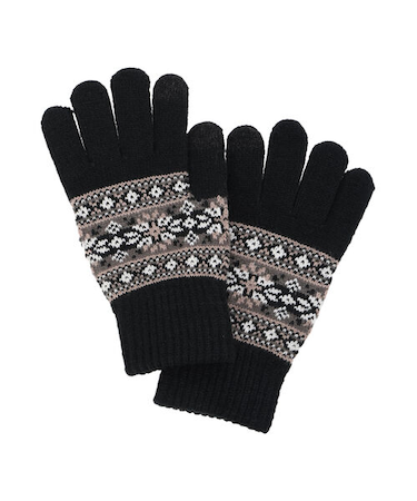 【スマホ対応】裏起毛雪柄グローブ