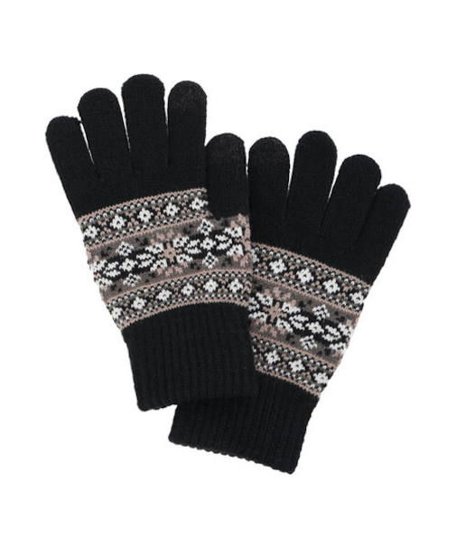 【スマホ対応】裏起毛雪柄グローブ