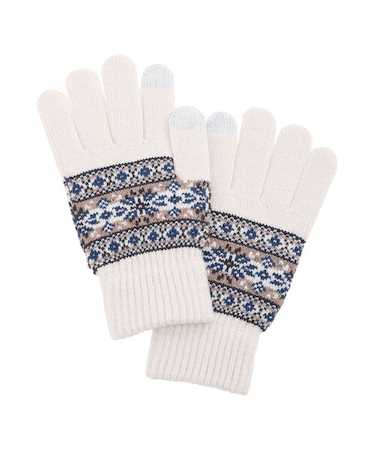 【スマホ対応】裏起毛雪柄グローブ