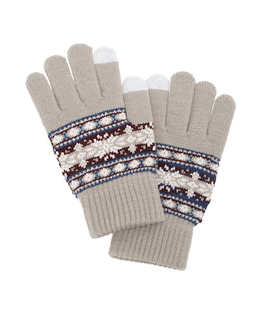 【スマホ対応】裏起毛雪柄グローブ