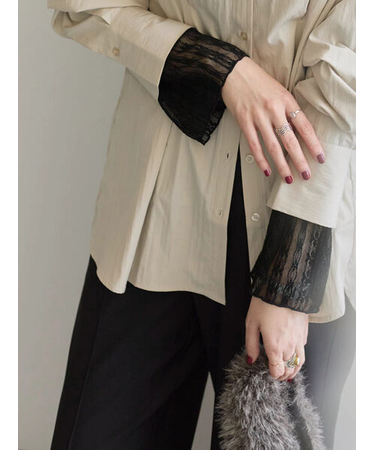 襟袖フリルカットソー