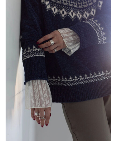 襟袖フリルカットソー