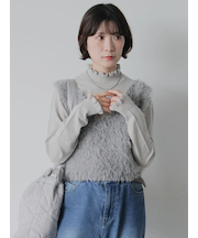 フリル衿ニットプルオーバー