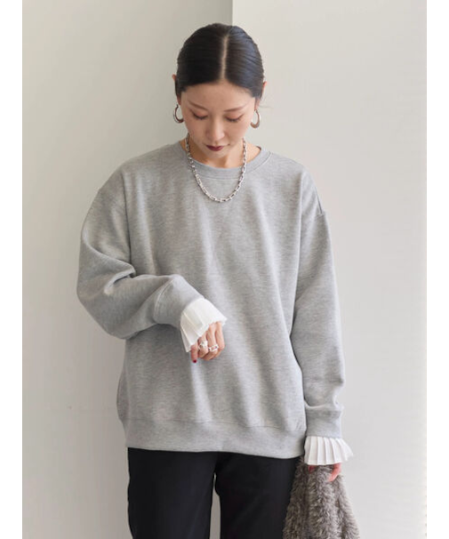 袖プリーツ裏起毛スウェット