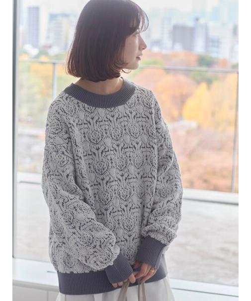 ジャカードモールニットプルオーバー