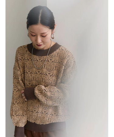 ジャカードモールニットプルオーバー