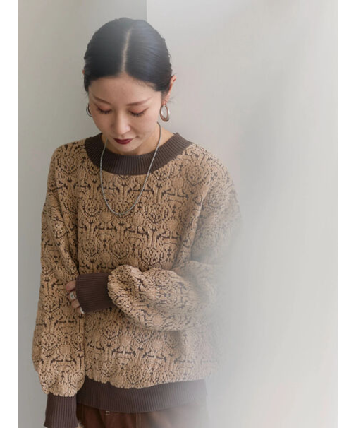 ジャカードモールニットプルオーバー
