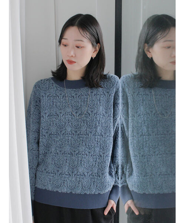 ジャカードモールニットプルオーバー