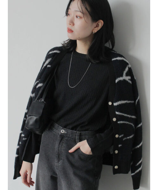 ふくれジャカードクルーネックプルオーバー