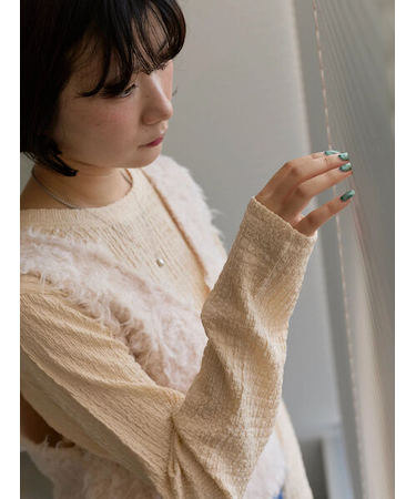 ふくれジャカードクルーネックプルオーバー