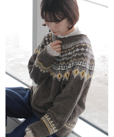 求心ラメモールニットプルオーバー