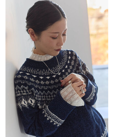 求心ラメモールニットプルオーバー