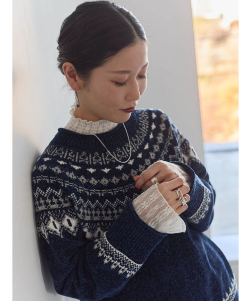 求心ラメモールニットプルオーバー