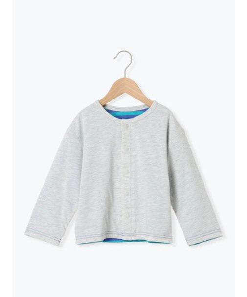 無地×ボーダー リバーシブルカーディガン