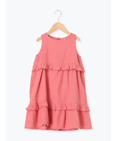 フリルティアードノースリワンピース