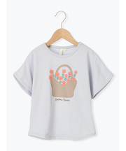 【吸水速乾】花かごプリントTシャツ