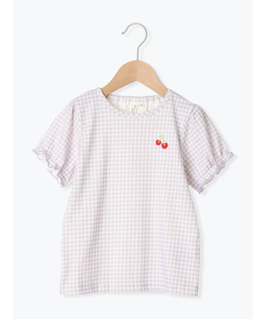 ◎チェリー刺繍ギンガムチェックTシャツ