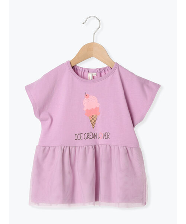◎アイスプリントチュールドッキングTシャツ