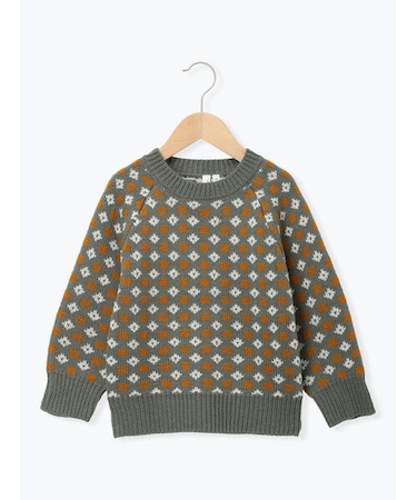 【マシンウォッシャブル】ジャカード総柄ニット