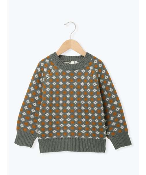 【マシンウォッシャブル】ジャカード総柄ニット