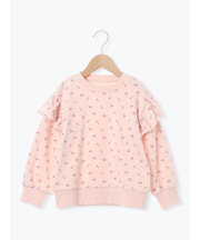 チェリー柄肩フリルトレーナー