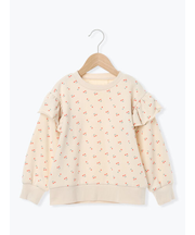 チェリー柄肩フリルトレーナー