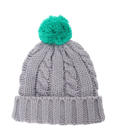 配色ポンポンニット帽