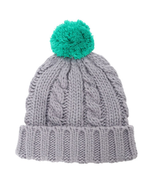 配色ポンポンニット帽