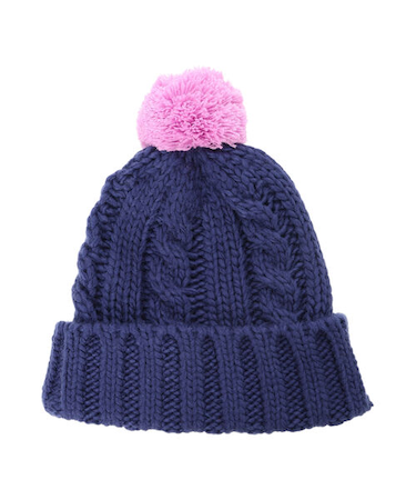 配色ポンポンニット帽