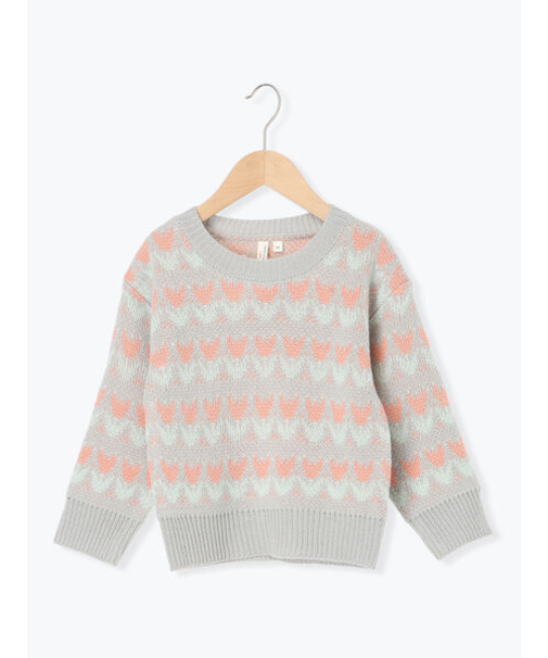 【マシンウォッシャブル】花柄ジャカードニット