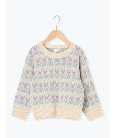 【マシンウォッシャブル】花柄ジャカードニット