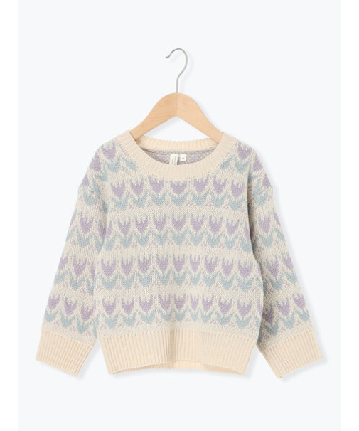 【マシンウォッシャブル】花柄ジャカードニット