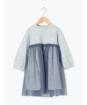 チュールドッキングニットソーワンピース