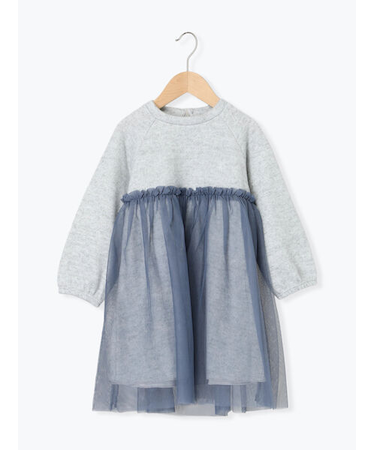 チュールドッキングニットソーワンピース