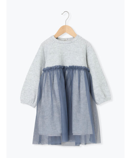 チュールドッキングニットソーワンピース