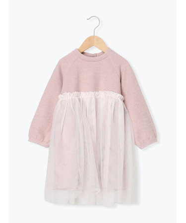 チュールドッキングニットソーワンピース