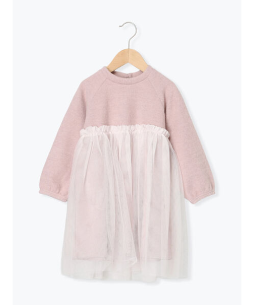 チュールドッキングニットソーワンピース