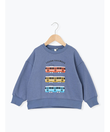 電車プリント裏起毛トレーナー